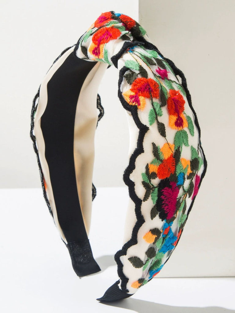 Retro Boho Embroidered Floral Headband