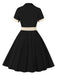 1950s Retro Contrast Short-Sleeved Lapel Dress