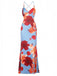 Red 1930s Floral Backless Slip Maxi Dress