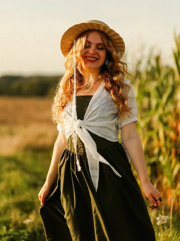 2PCS 1950s Spaghetti Strap Smocked Midi Dress & Cropped Shirt