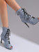 Vintage Denim Peep Toe Stiletto Heel Shoes