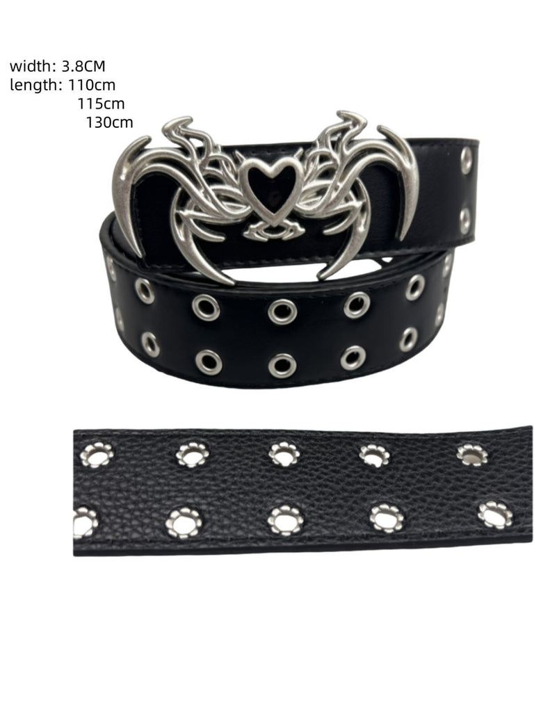 Vintage Heart Wings Grommet Buckle Punk Belt