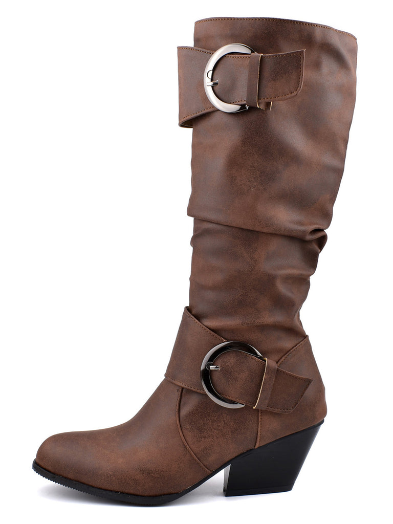 Vintage Buckle Western Style Cowboy Boots