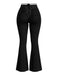 Black 1950s Heart Rhinestone Ruched Bootcut Pants