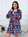 [Plus Size] 1950s Winter Print Plush Hooded Robe