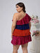 [Plus Size] 1970s One-Shoulder Sequin Tiered Dress