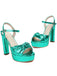 Metallic Snake Print Chunky High Heel Sandals