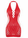 1960s Halter Fishnet Cutout Bodycon Mini Lingerie Dress