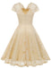1950s Solid V-Neck Sleeveless Lace Dress
