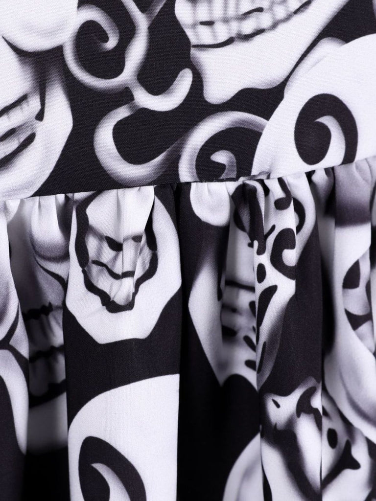 1950s Halloween Skull Sleeveless Swing Dress