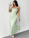 Green 1930s Spaghetti Strap 3D Flower Maxi Dress