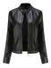 1940s Solid Studded Stand Collar Leather Jacket