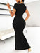 2PCS Solid 1930s One Shoulder Top & Mermaid Skirt