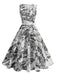 1950s Porcelain Landscape Sleeveless Belted Dress