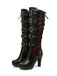 Vintage Punk Lace-Up Lace High Heel Boots