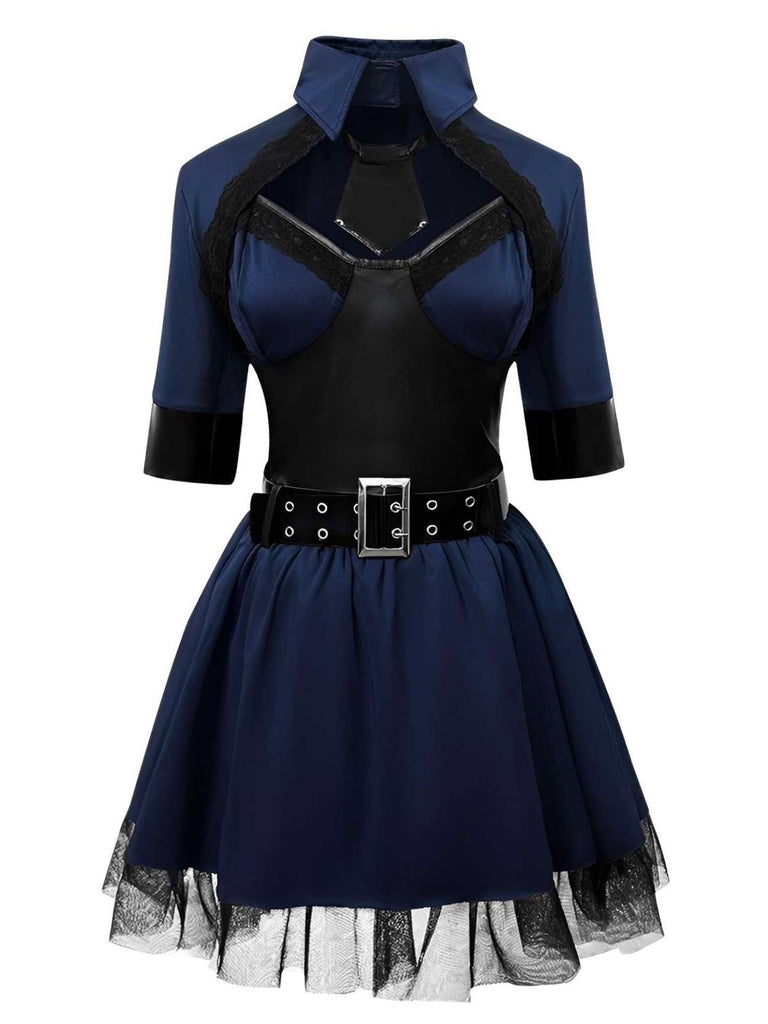 Dark Blue 1960s Police Halloween Cosplay Dress