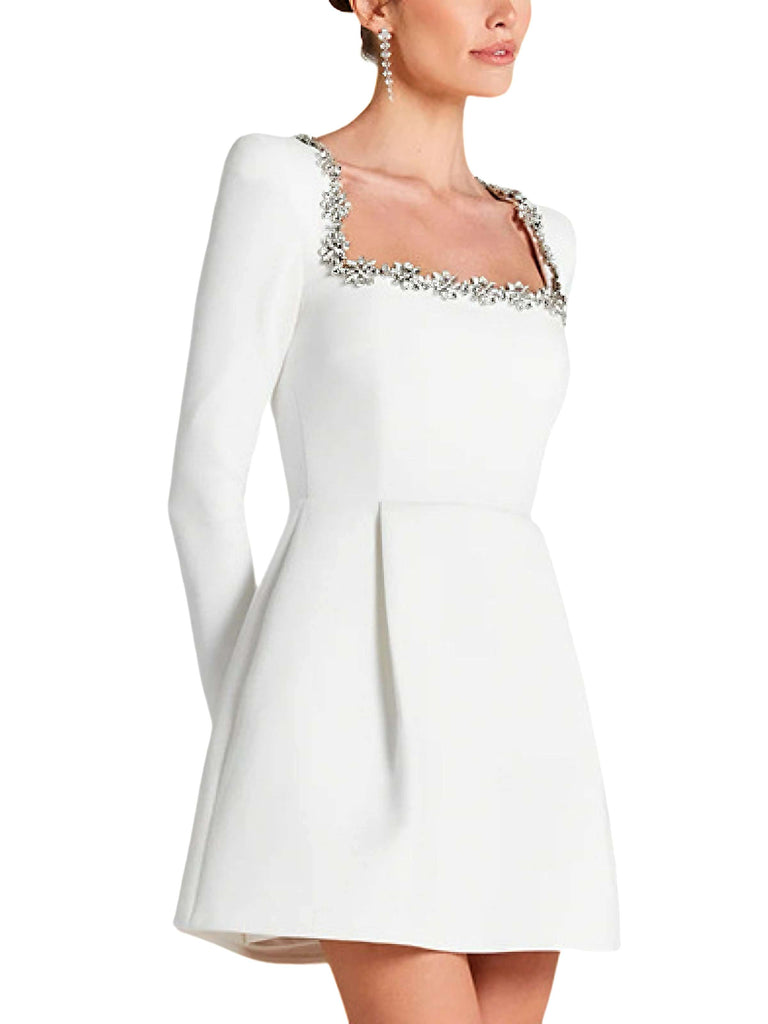 1960s Velvet Diamond Square Neck Dress