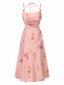 Pink 1930s Halter Strap Floral Satin Dress