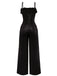 1970s Sequined Fur Trim Patchwork Spaghetti Strap Jumpsuit