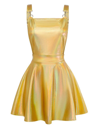 1970s Metallic Holographic Suspender Dress