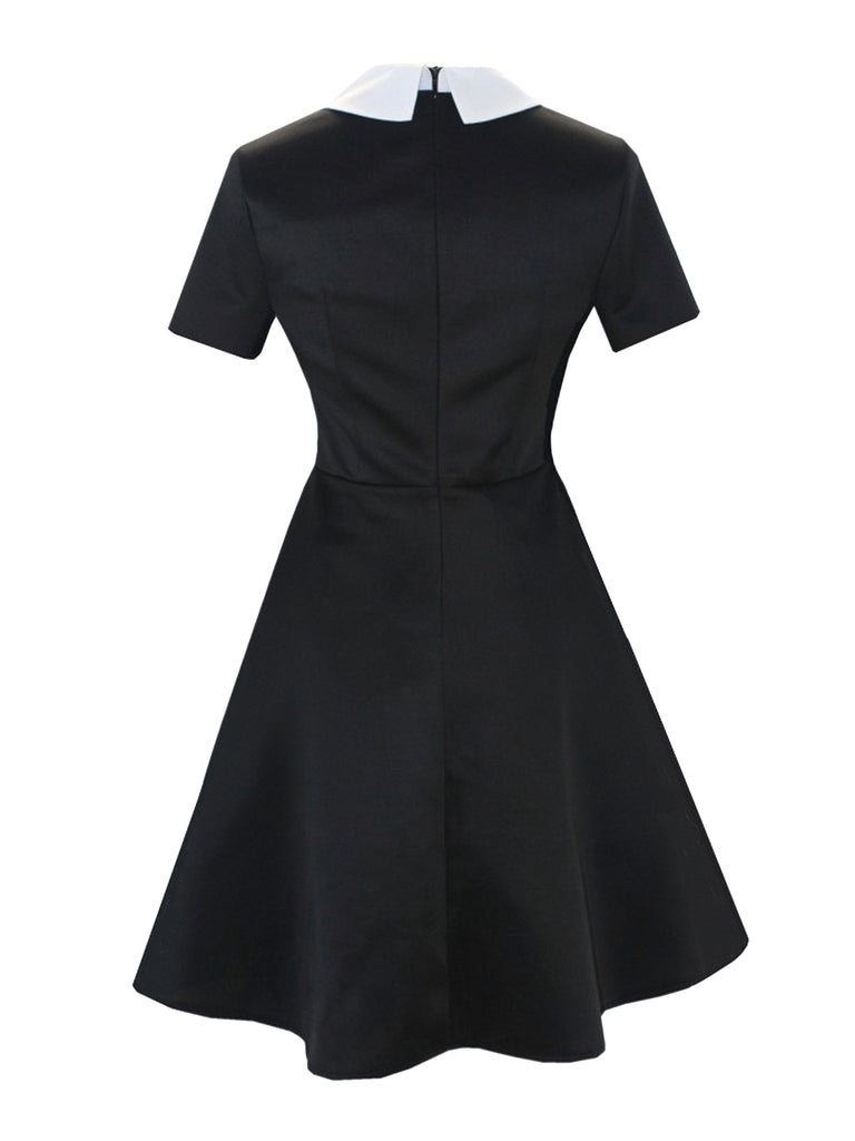 Black & White 1940s Shirt Collar Wednesday's Dress