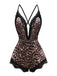 1950s Spaghetti Strap Leopard Lace Sleepwear