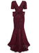 Wine Red 1930s Sequin Bow Maxi Mermaid Dress