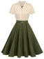 [Pre-Sale] Khaki Green 1950s Vintage Button Dress