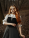 Gray 1940s Colorblock Pleated Suspender Dress