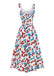 1950s Strawberry Square Neck Wide Strap Dress
