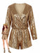 1970s V-Neck Sequin Long Sleeve Romper