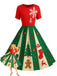 Red & Green 1950s Christmas Snowflake Swing Dress