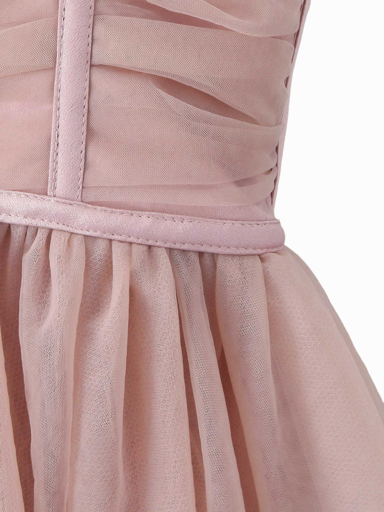 1970s Spaghetti Strap Bow Tulle Dress