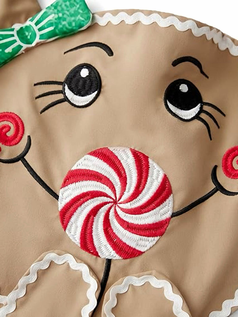 Brown 1940s Gingerbread Cookie Lollipop Bow Apron Dress