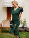 1930s Ruffle Lace-up Fishtail Dress