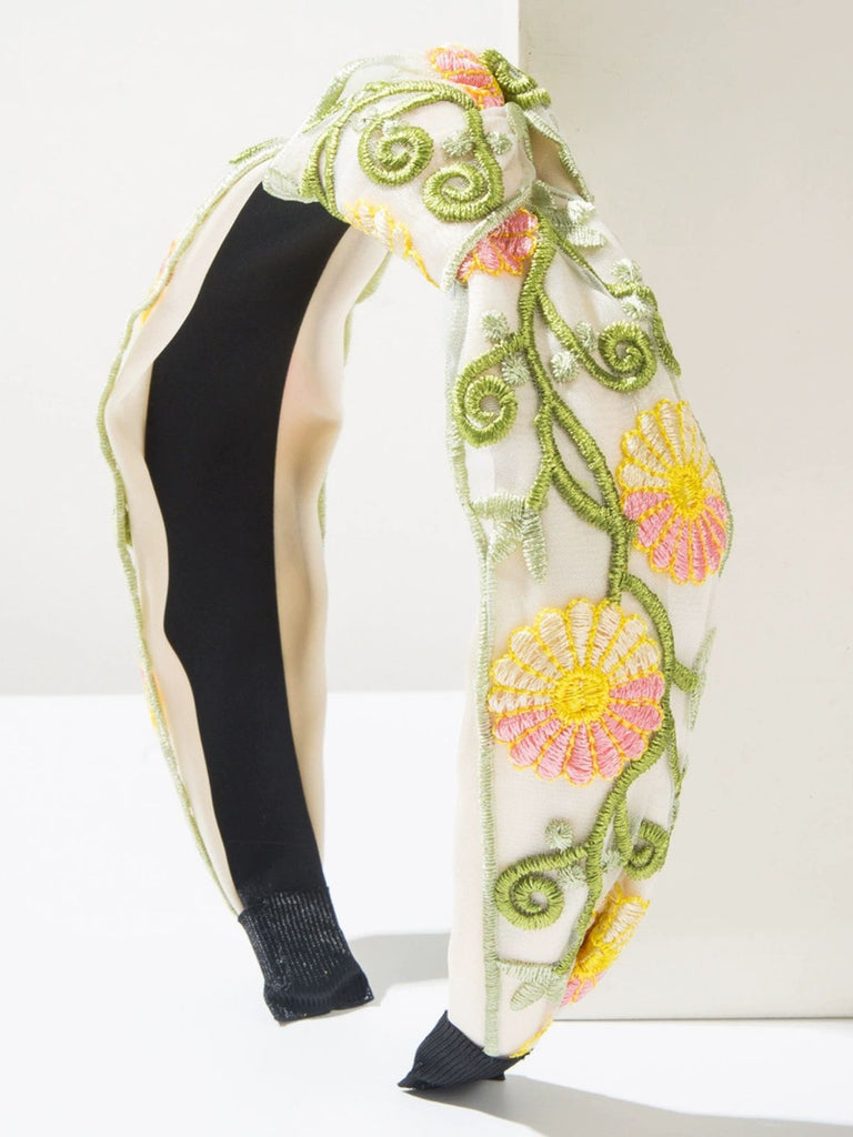 Retro Boho Embroidered Floral Headband