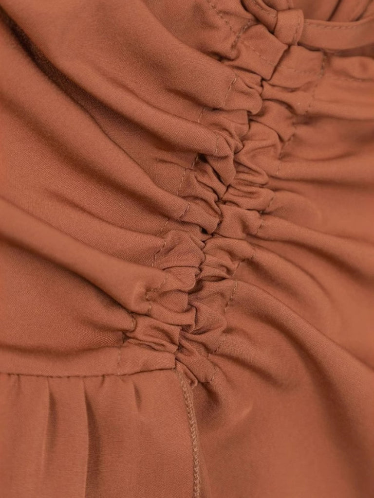 1940s High-Waist Paneled Ruffle Hem Skirt