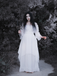 1980s Gothic Bell Sleeve Irregular Hem Dress