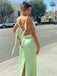 1970s Solid Satin Ruffle Backless Ruched Dress