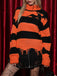 Black & Orange 1950s Halloween Bat Applique Knit Sweater