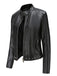 1940s Solid Studded Stand Collar Leather Jacket