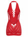 1960s Halter Fishnet Cutout Bodycon Mini Lingerie Dress