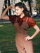 Red 1930s Mesh Patchwork Vertical Stripe Jumpsuit