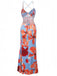 Red 1930s Floral Backless Slip Maxi Dress