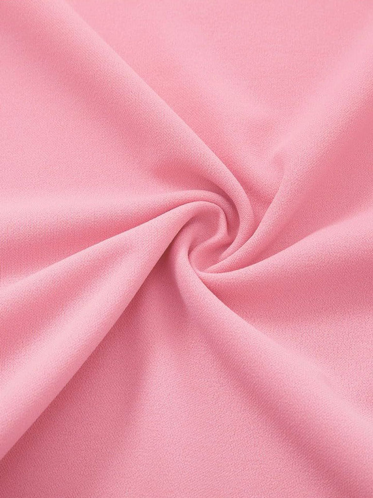 1940s Solid Fit Bow 3/4 Sleeves Swing Dress