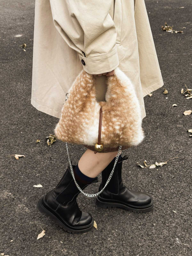 Retro Deer Style Bell Faux Fur Bag