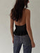 Black 1980s Punk Rhinestone Halter Top