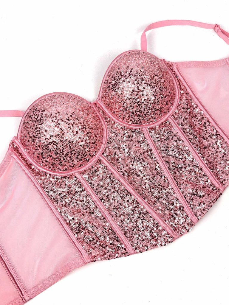 1980s Punk Sequin Boned Corset