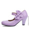 Vintage Bow Strap Solid Leather High Heel Shoes