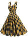 1950s Slip V-Neck Plaid Swing Dress